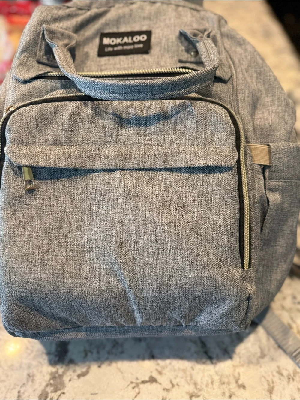 MOKALOO Gray Diaper Bag Backpack Baby Travel Bottle Pocket Organizer